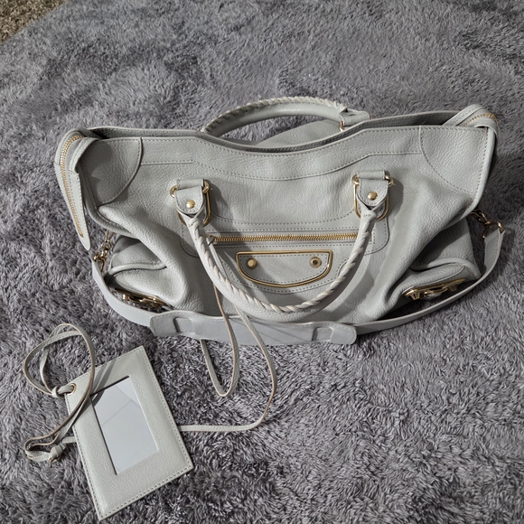 Balenciaga Grey Metallic Edge City Large Tote Bag with Recipe Light Grey - Picture 3 of 16